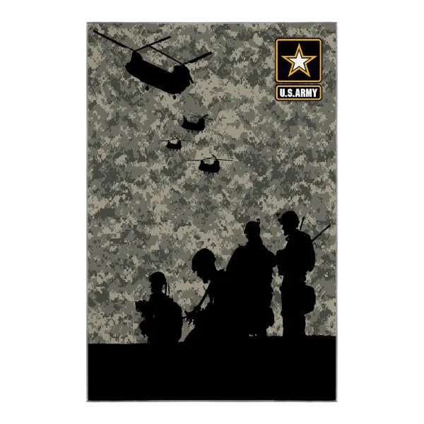 ottomanson Ottomanson Neutral Universal Camouflage Pattern with U.S. Army Star and Soldiers 3’3″ x 5′ Area Rug