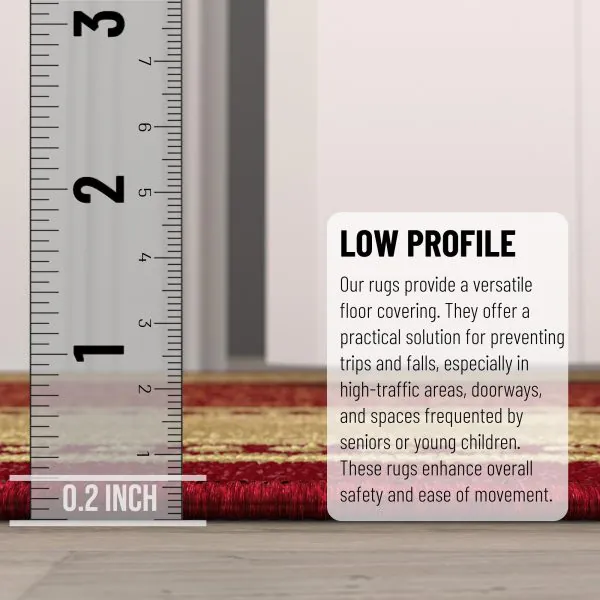 Ottomanson Ottomanson Red Bordered Design 20″ X 59″ Runner Rug