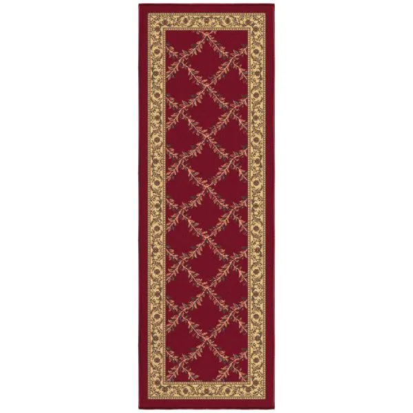 ottomanson Ottomanson Red Floral Trellis Design 20″ x 59″ Runner Rug