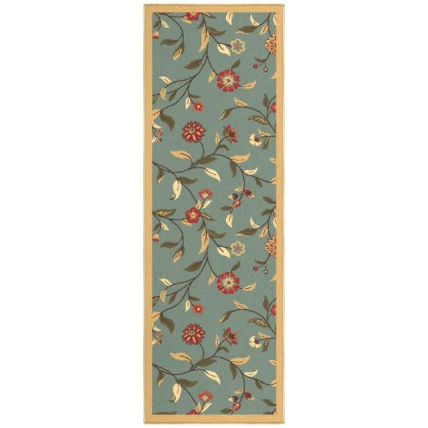 ottomanson Ottomanson Seafoam Green Floral Design 20″ x 59″ Runner Rug