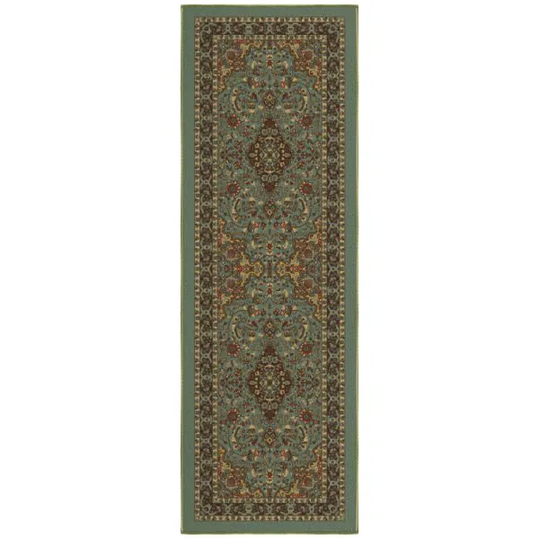 ottomanson Ottomanson Seafoam Green Traditional Persian Medallion Design 20″ x 59″ Runner Rug