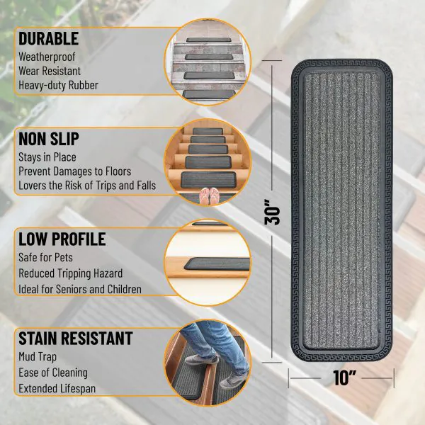 Ottomanson Ottomanson Striped Design 10″ X 30″ Stair Treads