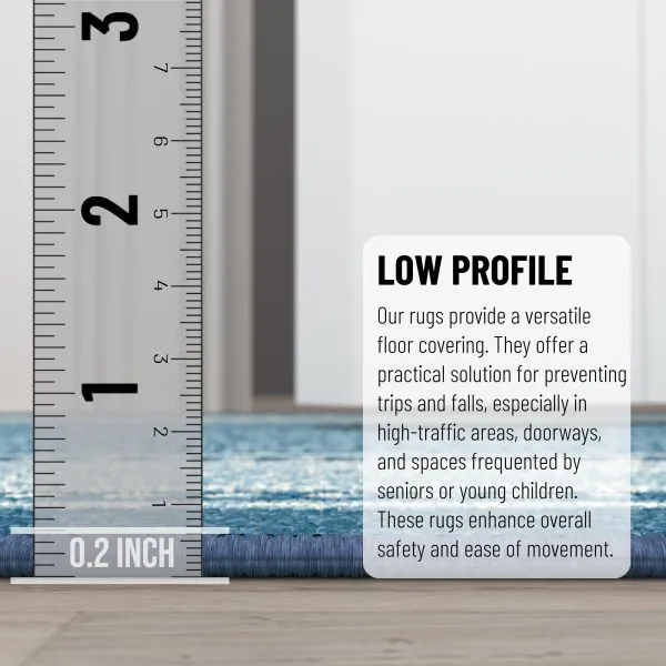 Ottomanson Ottomanson Teal Blue Modern Bordered Design 20″ X 59″ Runner Rug