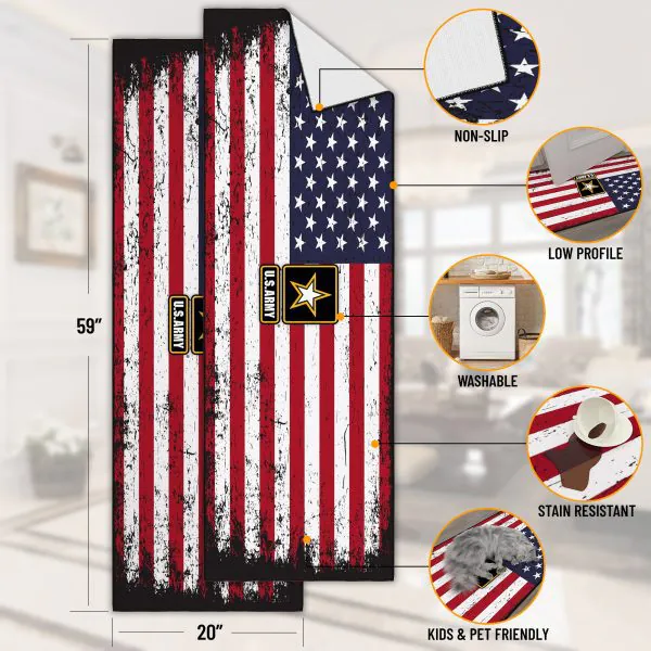 Ottomanson Ottomanson True Colors USA Flag With U.S. Army Star 20″ X 59″ Runner Rug