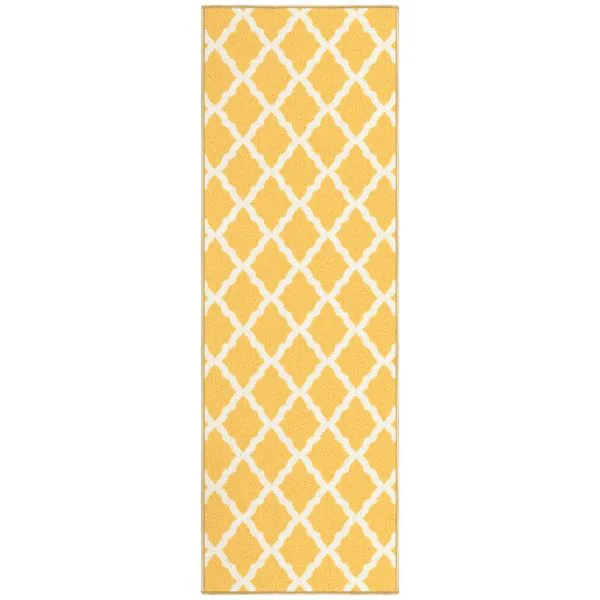 ottomanson Ottomanson Yellow Moroccan Trellis 20″ x 59″ Runner Rug