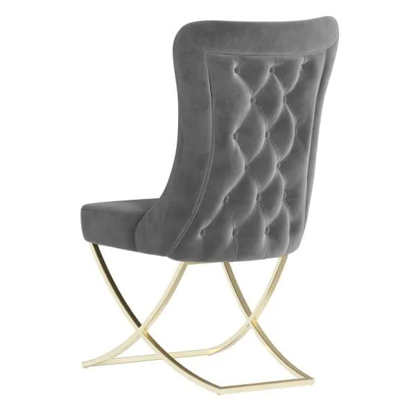 Ottomanson Royal Collection Charcoal Gray/Gold Dining Chair