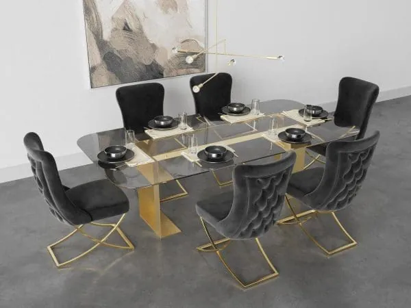 Ottomanson Royal Collection Charcoal Gray/Gold Dining Chair