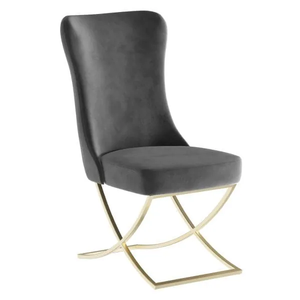 ottomanson Royal Collection Charcoal Gray/Gold Dining Chair