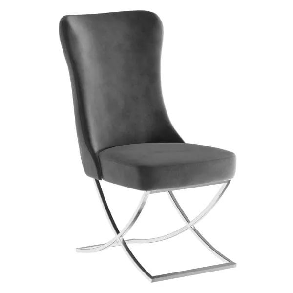 ottomanson Royal Collection Charcoal Gray/Silver Dining Chair