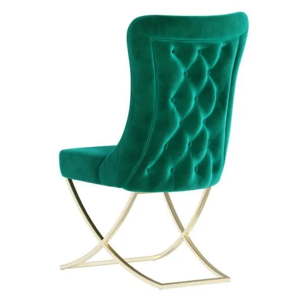 Ottomanson Royal Collection Emerald Green/Gold Dining Chair