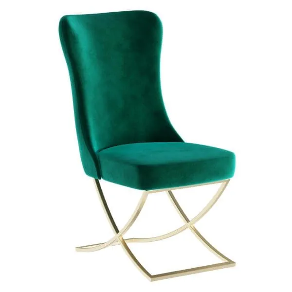 ottomanson Royal Collection Emerald Green/Gold Dining Chair