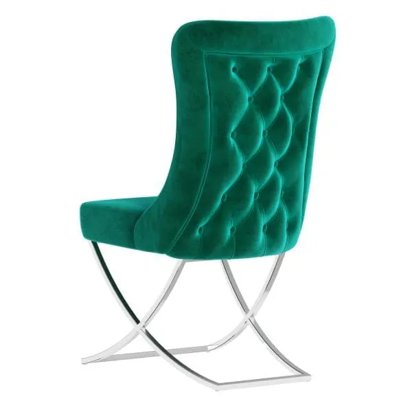 Ottomanson Royal Collection Emerald Green/Silver Dining Chair