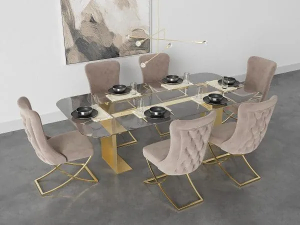 Ottomanson Royal Collection Pearled Ivory/Gold Dining Chair