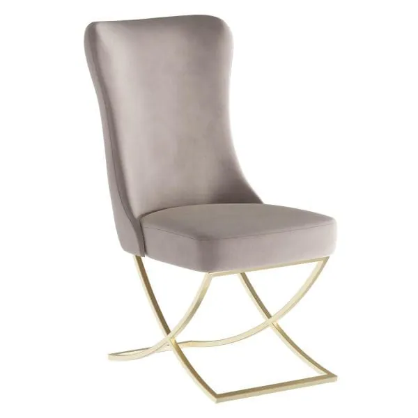 ottomanson Royal Collection Pearled Ivory/Gold Dining Chair