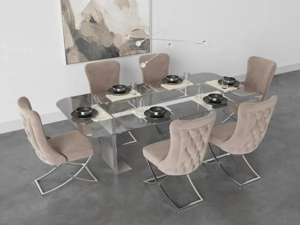 Ottomanson Royal Collection Pearled Ivory/Silver Dining Chair