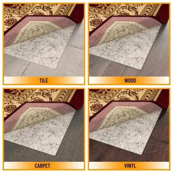 Ottomanson Rug Pad Collection Non Slip Durable Ultra Thin Rubber Back 1/8 Thick Beige Rug Pad