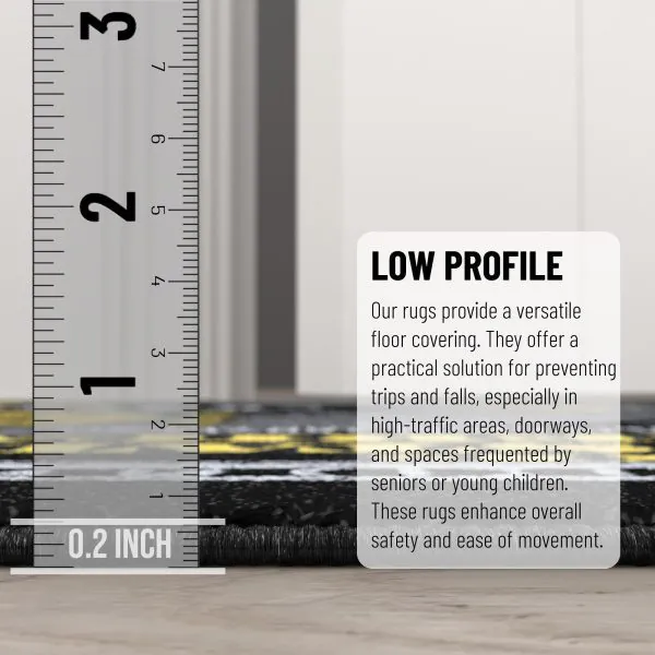 Ottomanson Siesta Collection Black And Gold $100 Bill-Themed 22″ X 53″ Runner Rug