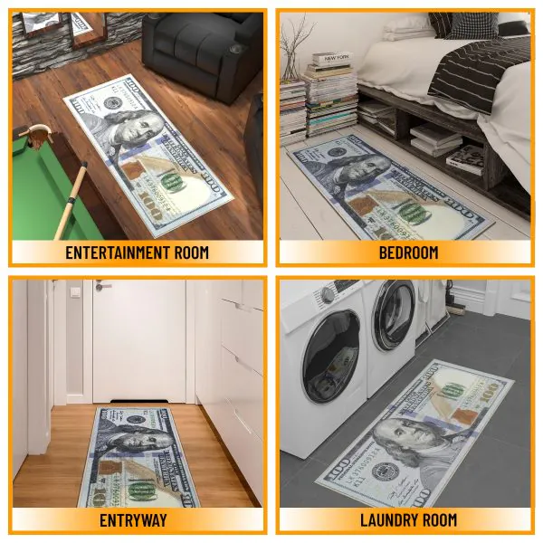 Ottomanson Siesta Collection True Colors $100 Bill-Themed 22″ X 53″ Runner Rug