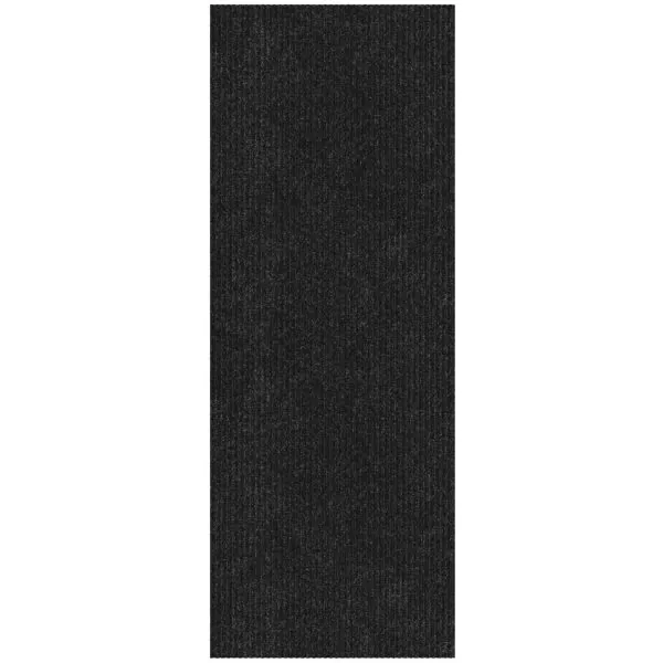 Ottomanson SRT Collection Black Waterproof Heavy Duty Stain And Fade Resistant Durable Rubber Narrow-Stripe Low Profile Utility Rug