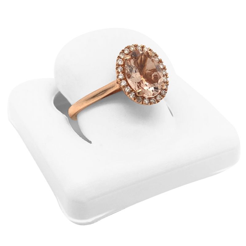 oussum 14K Rose Gold Diamond Engagement Ring In Morganite Oval Cut For Women
