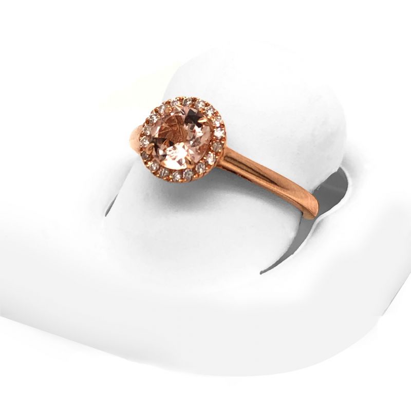 Oussum 14K Rose Gold Halo Collection Morganite And Diamond Engagement Ring For Women
