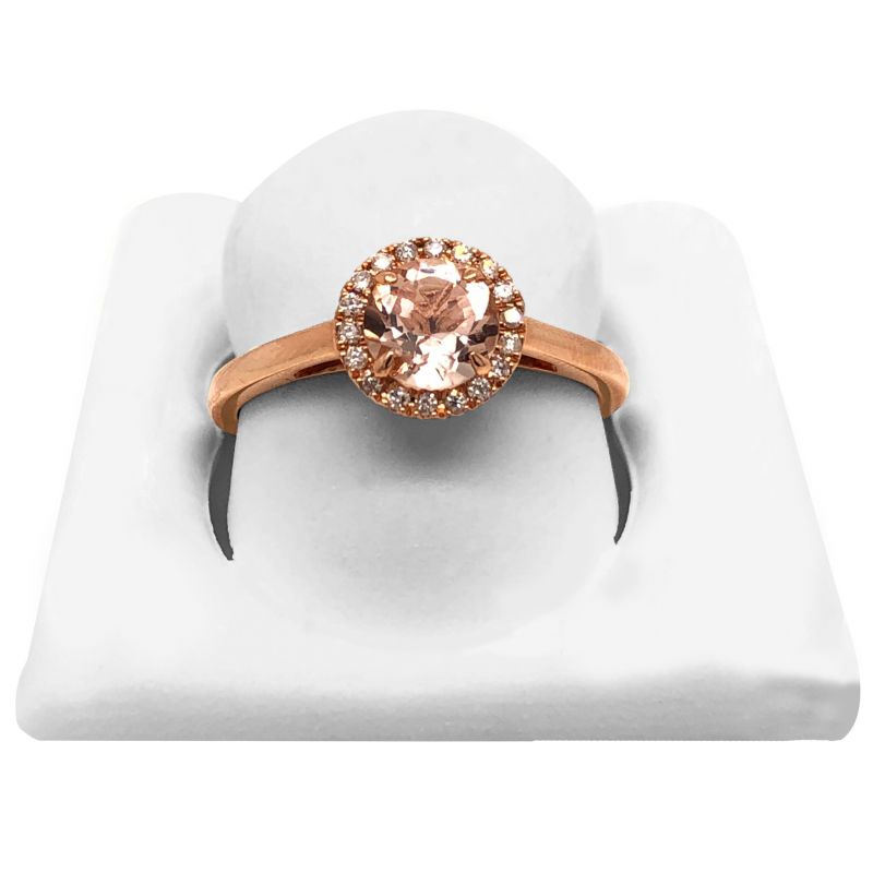oussum 14K Rose Gold Halo Collection Morganite And Diamond Engagement Ring For Women