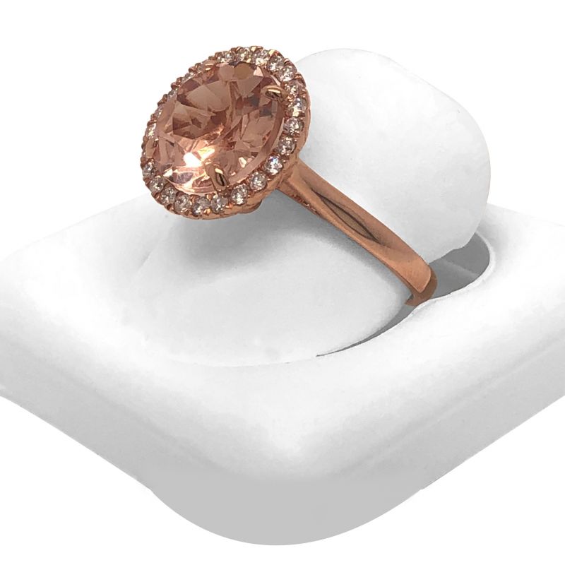 Oussum 14K Rose Gold Morden Diamond And Morganite Halo Engagement Ring For Her