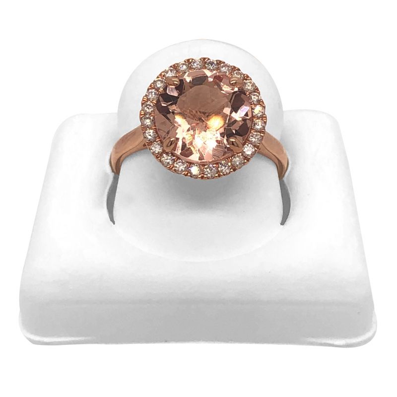 oussum 14K Rose Gold Morden Diamond And Morganite Halo Engagement Ring For Her