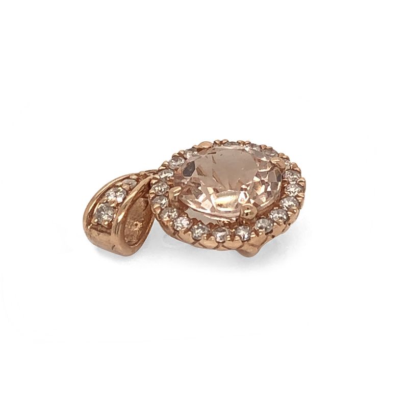 Oussum 14K Rose Gold Morganite And Diamond Accent Pendant For Women