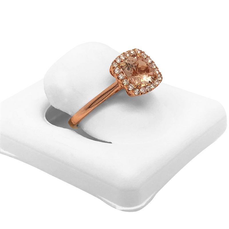 Oussum 14K Rose Gold Morganite And Diamond Halo Cushion Ring For Women