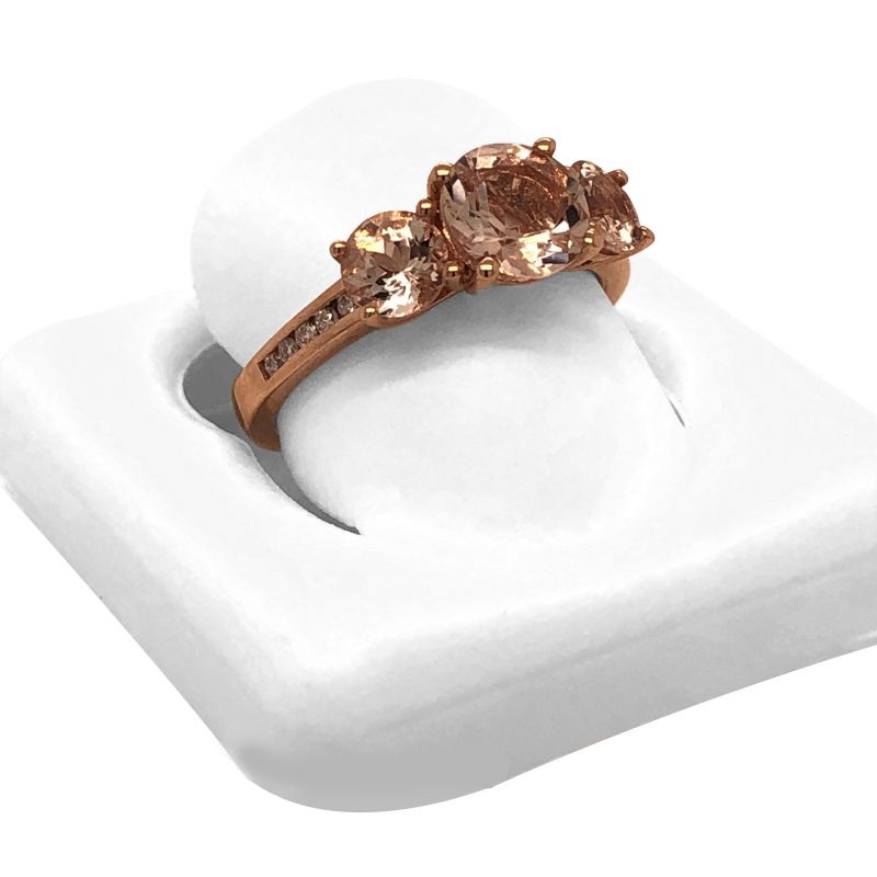 oussum 14K Rose Gold Morganite Diamond 3 Stone Engagement Ring For Women