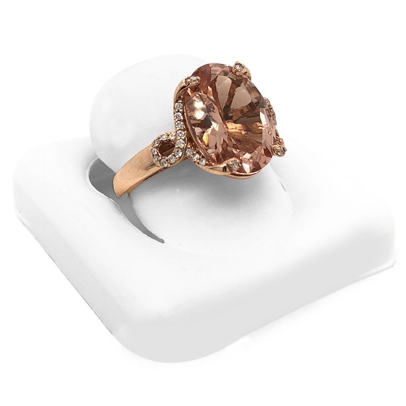Oussum 14K Rose Gold Morganite Diamond Halo Wedding Ring For Women