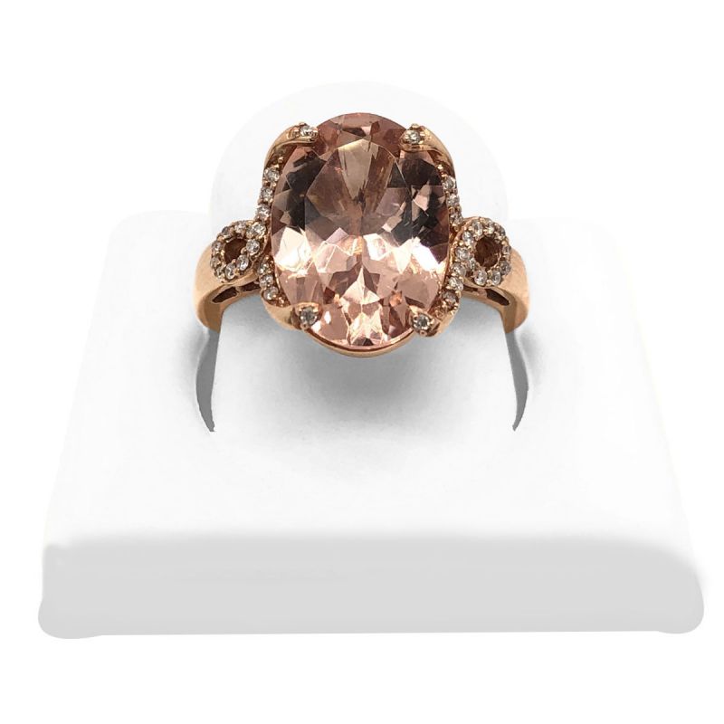 oussum 14K Rose Gold Morganite Diamond Halo Wedding Ring For Women