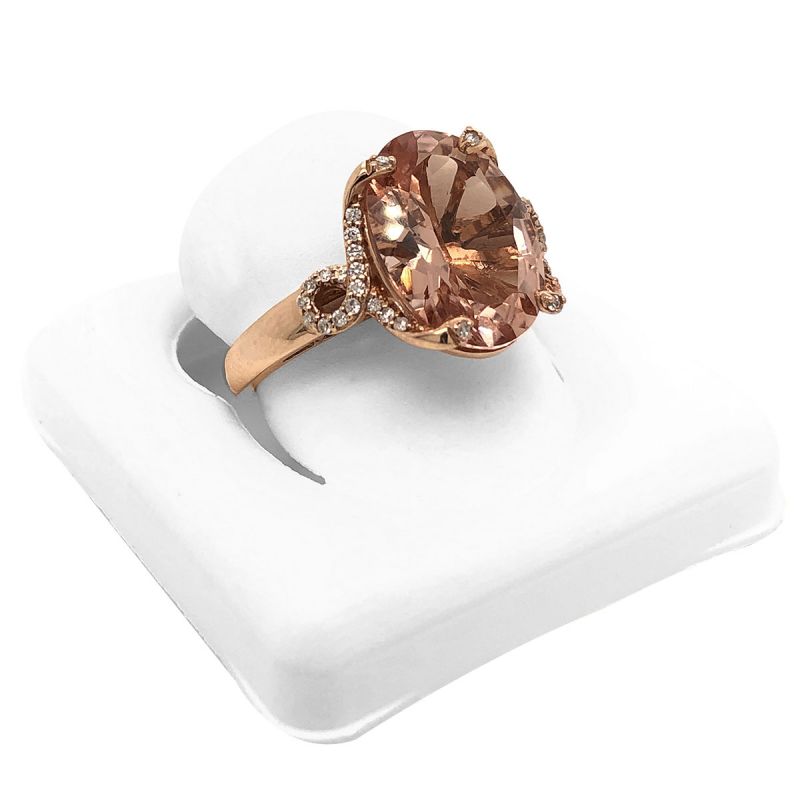 Oussum 14K Rose Gold Oval Cut Morganite Diamond Halo Engagement Ring For Women