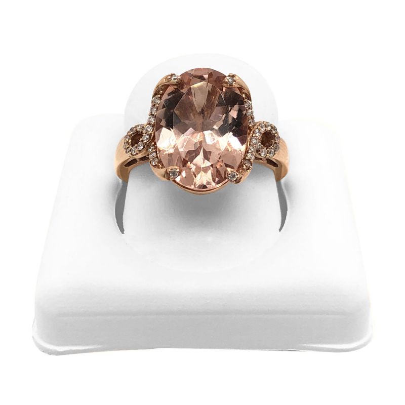 oussum 14K Rose Gold Oval Cut Morganite Diamond Halo Engagement Ring For Women