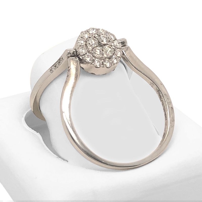 Oussum 14K White Gold Reversible Round Halo Designer Diamond Ring For Women