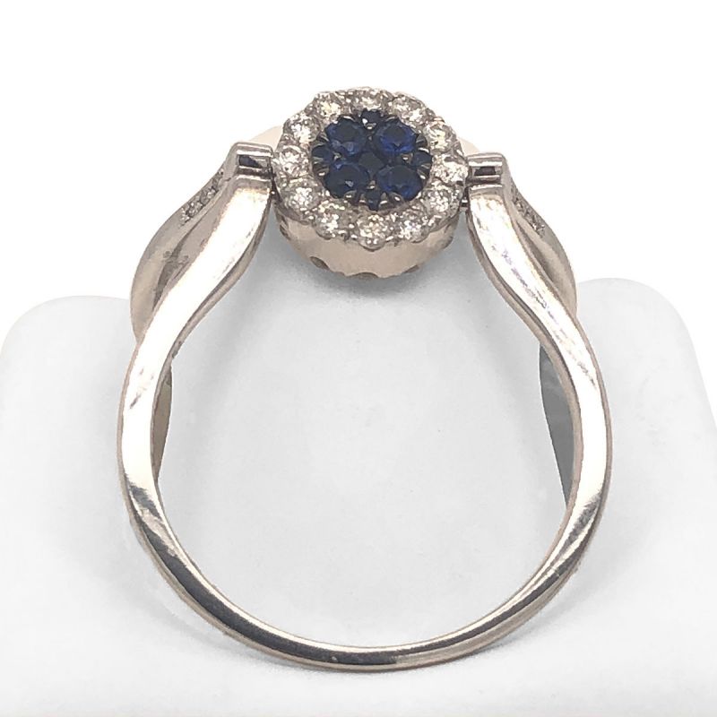 Oussum 14K White Gold Reversible Round Halo Designer Diamond Ring For Women