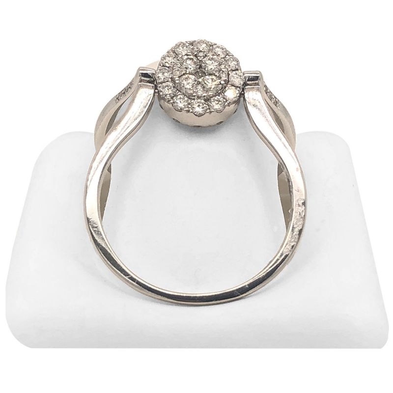 oussum 14K White Gold Reversible Round Halo Designer Diamond Ring For Women