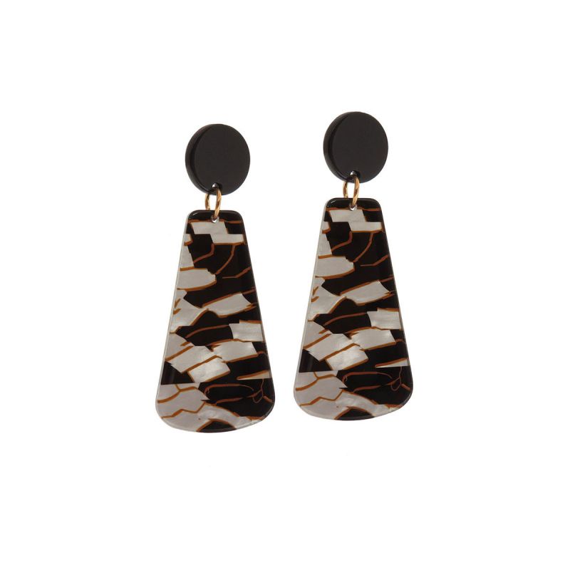 Oussum Black Silver Plated Designer Resin Earrings For Womens