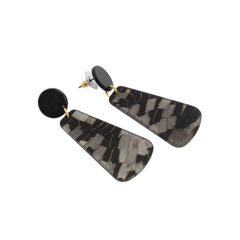 Oussum Black Silver Plated Designer Resin Earrings For Womens