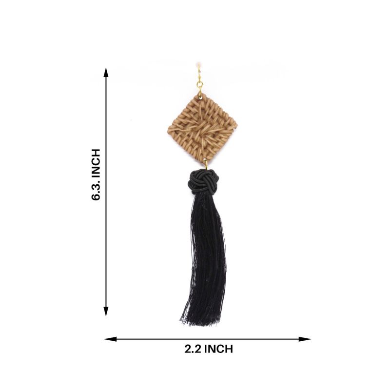 Oussum Bohemian Geometric Thread Tassel Earrings Handmade Lightweight Ear Jewelry