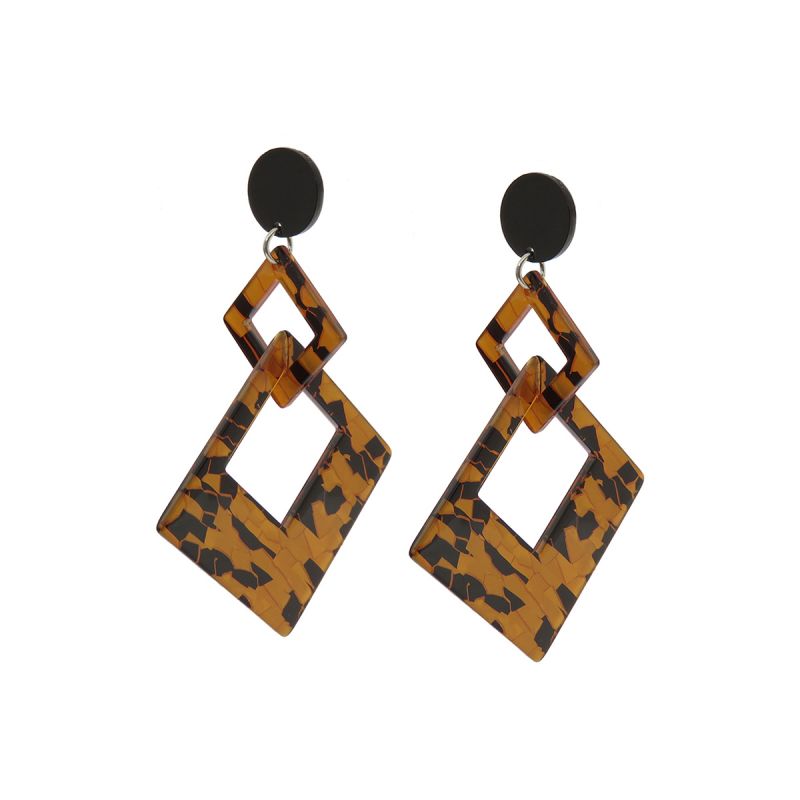 Oussum Brown Silver Plated Designer Resin Earrings For Womens