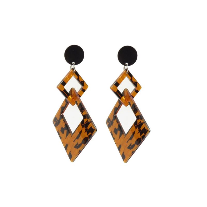 Oussum Brown Silver Plated Designer Resin Earrings For Womens
