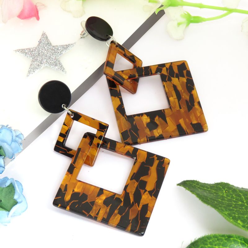 oussum Brown Silver plated Designer Resin Earrings For Womens oussum Brown Silver plated Designer Resin Earrings For Womens