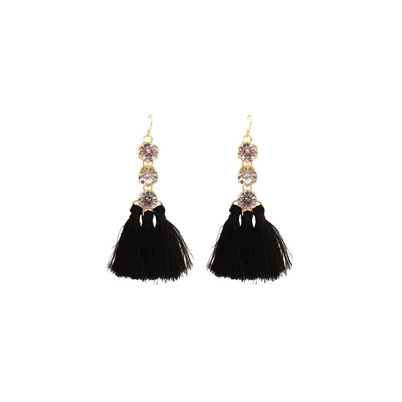Oussum Crystal Diamond Triple Tassel Earrings For Womens