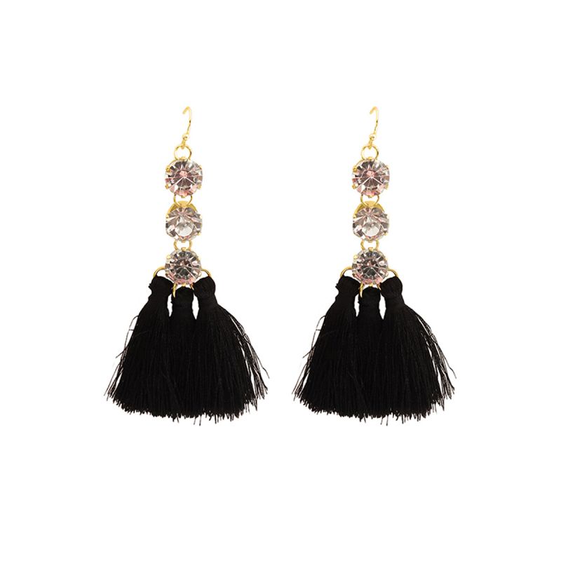 Oussum Crystal Diamond Triple Tassel Earrings For Womens