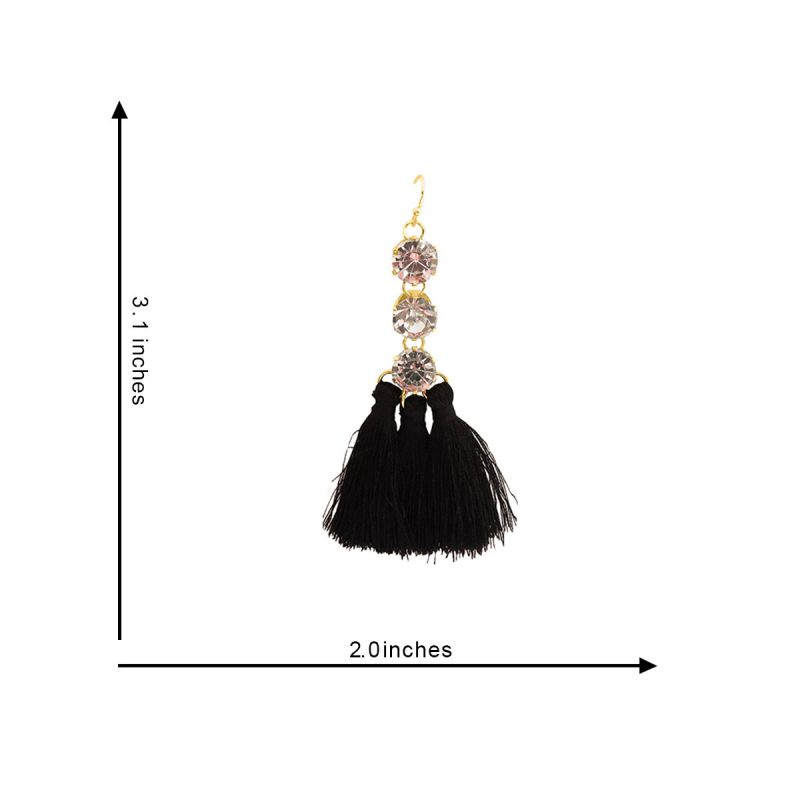 Oussum Crystal Diamond Triple Tassel Earrings For Womens