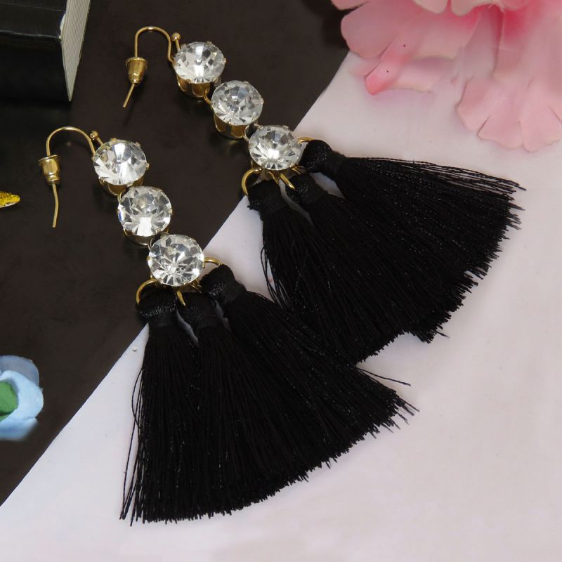 oussum Crystal Diamond Triple Tassel Earrings For Womens oussum Crystal Diamond Triple Tassel Earrings For Womens