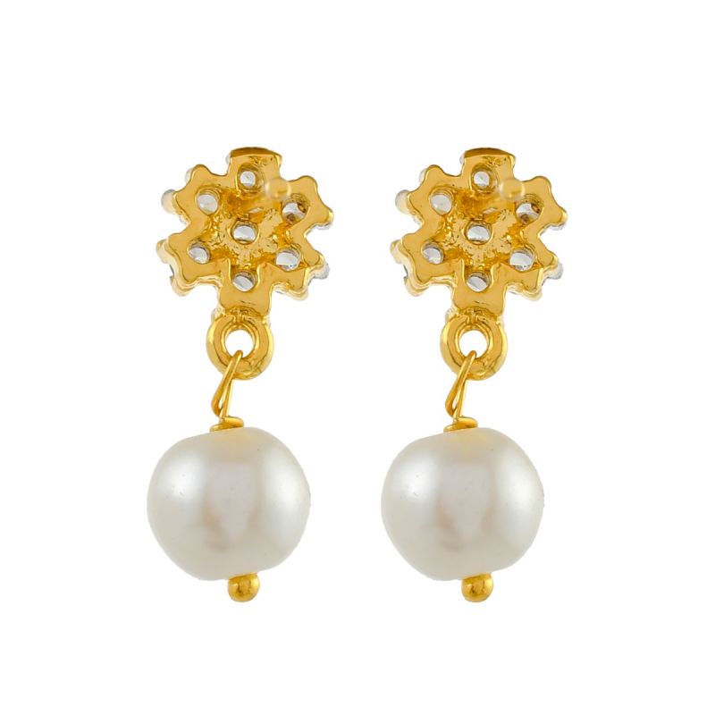 Oussum Cubic Zirconia Flower Cluster Earring Pearl Dangle Drop Earrings Women For Gift