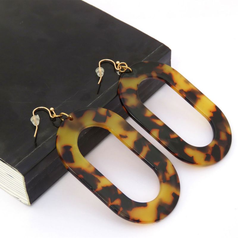 Oussum Designer Dangle Earrings Tortoise Shell Resin Women Fashion Jewelry